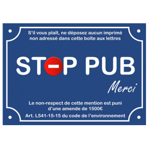 Stop pub Autocollant sticker publicité amende boite aux lettres nouvelle loi